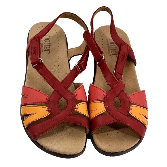 Hotter Flare made in England red pink sling Comfort Sandal Size 7 - Picture 1 of 10